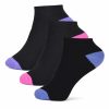 SOCK LADIES 3 TRAINER PACK OF 4 BLACK ASSORTED TOE