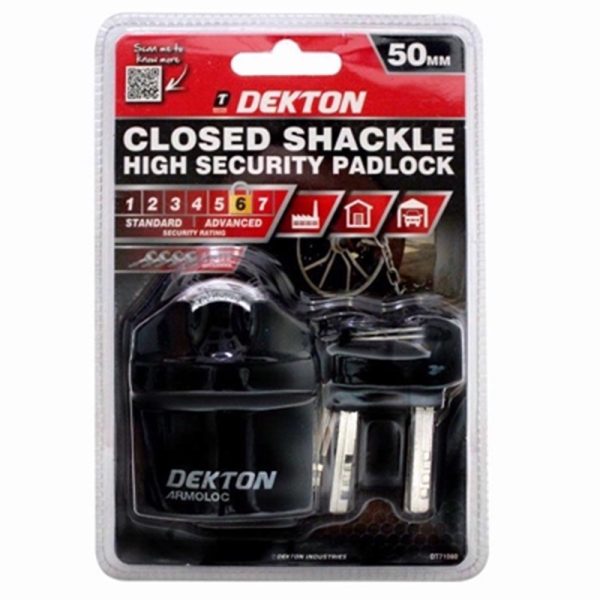 DEKTON CLOSED SHACKLE STEEL PADLOCK 50MM