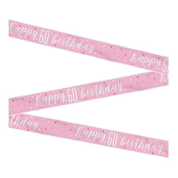 HAPPY 60TH BIRTHDAY BANNER PINK