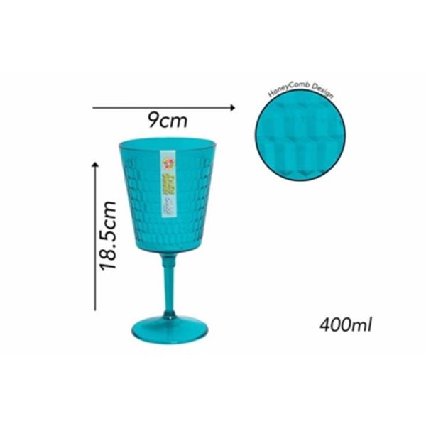 HONEYCOMB WINE GOBLET TEAL 400ML