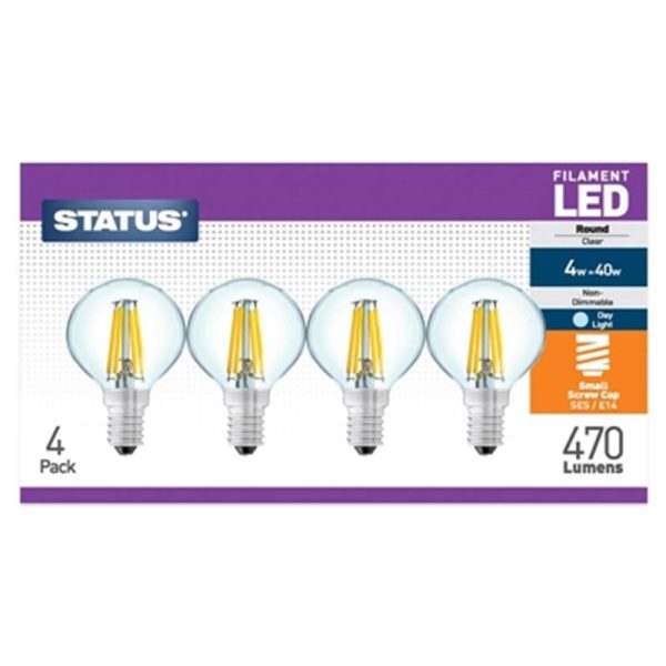 STATUS FILAMENT LED 40W RND SES DAYLIGHT PACK OF 4