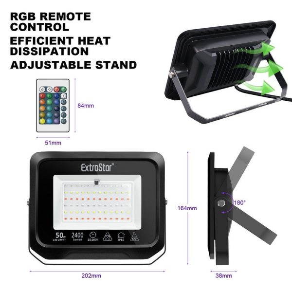 EXTRASTAR FLOODLIGHT 50W RGB 2400 LUMENS