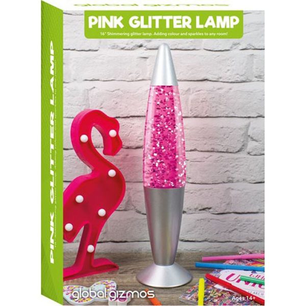 GLOBAL GIZMOS LAVA LAMP PINK GLITTER 16 INCH