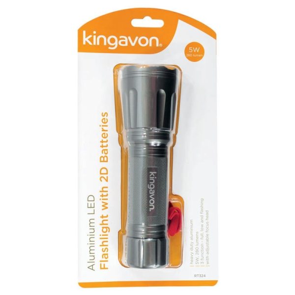 KINGAVON ALUMINIUM LED FLASHLIGHT 2D BATTERIES