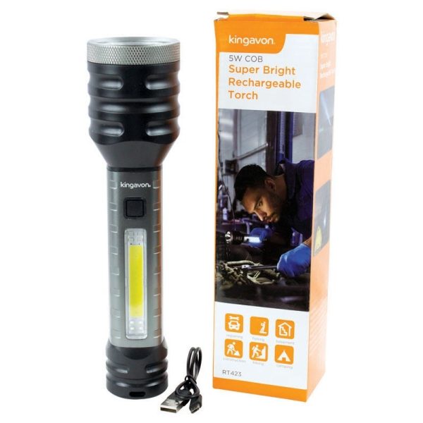 KINGAVON COB SUPER BRIGHT RECHARGEABLE TORCH