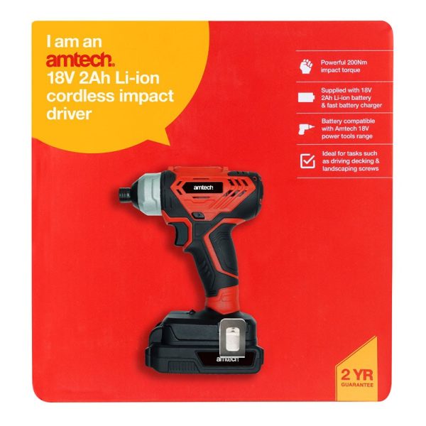 AMTECH CORDLESS IMPACT DRIVER 18V 2AH