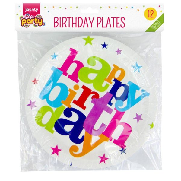 TIME TO PARTY GENERIC BIRTHDAY PLATES 12PC