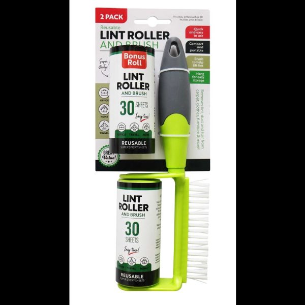 LINT ROLLER W/BRUSH PACK OF 2 30SHT