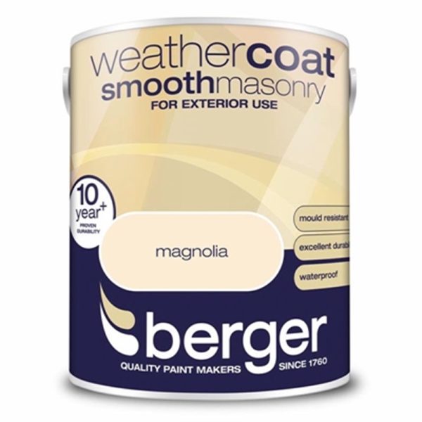 BERGER MASONRY PAINT MAGNOLIA SMOOTH 5LITRE