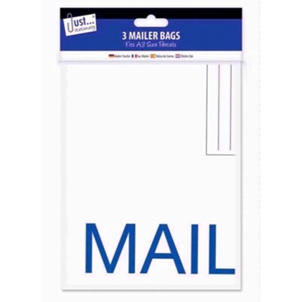 JUST STATIONERY MAILING BAGS LARGE PACK OF 3