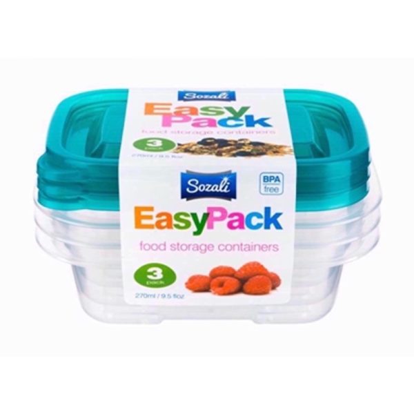 SOZALI 3 RECTANGULAR CONTAINERS 270ML