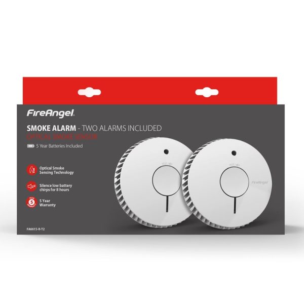 FIREANGEL SMOKE ALARM TWIN PACK 5 YEAR OPTICAL