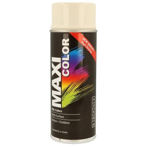 MAXICOLOR SPRAY PAINT GLOSS CREAM WHITE 400ML