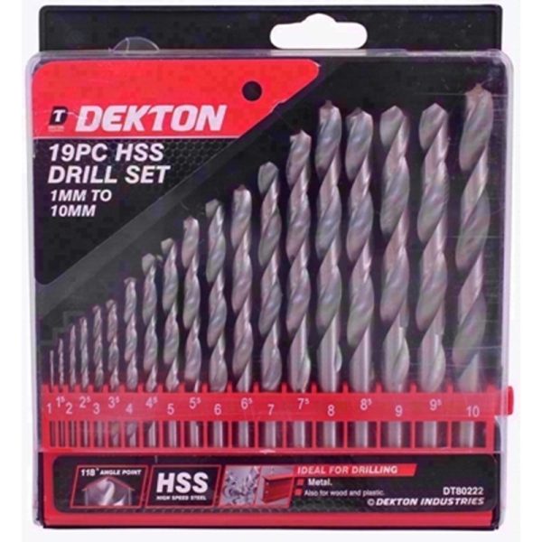 DEKTON DRILL HSS 19PC SET 1MM TO 10MM