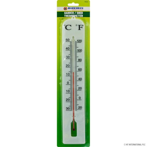 MARKSMAN PLASTIC GARDEN THERMOMETER WHITE LARGE 40CM X 6.5CM