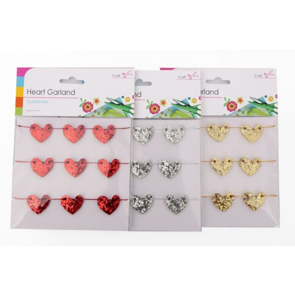 SIL 9PC HEART GARLAND