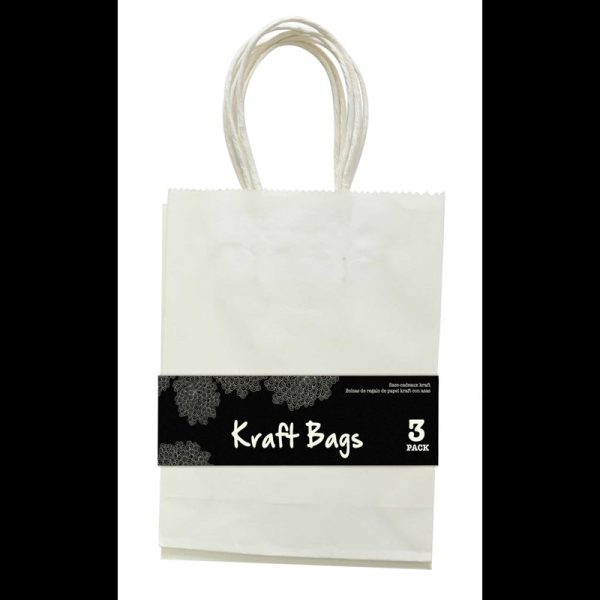 WHITE BAGS 20X15X6CM PACK OF 3