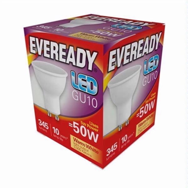 EVEREADY LED BULB WARM WHITE GU10 5W/50W PACK OF 5