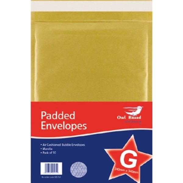 PADDED ENVELOPES SIZE G 240X340MM PACK OF 10