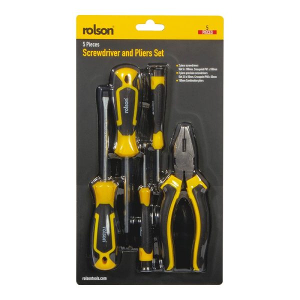 ROLSON SCREWDRIVER & PLIERS 5PCE SET