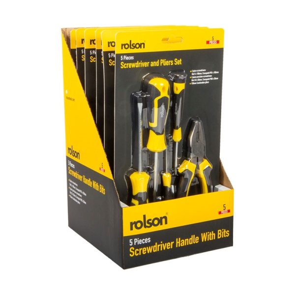 ROLSON SCREWDRIVER & PLIERS 5PCE SET