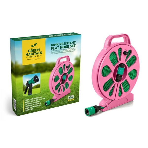 GREEN HABITATS 50FT FLAT HOSE SPRAY NOZZLE PINK