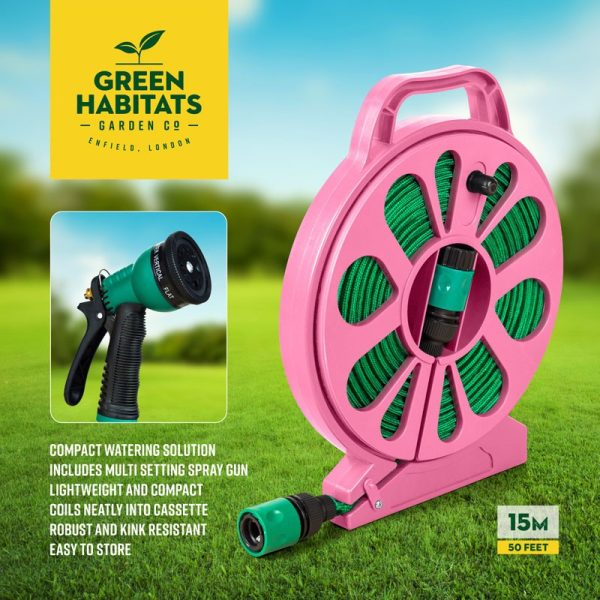 GREEN HABITATS 50FT FLAT HOSE SPRAY NOZZLE PINK