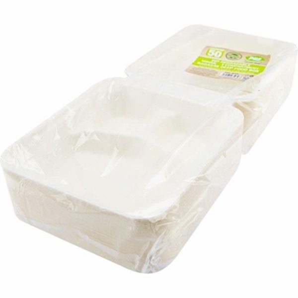 PPS BAGASSE 3 COMPARTMENT FOOD 50 BOX 1L ETA