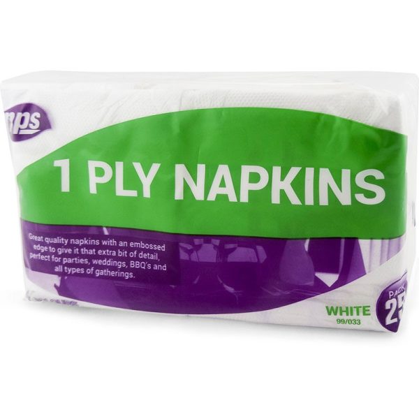 PPS 1PLY NAPKINS WHITE 250 PIECE