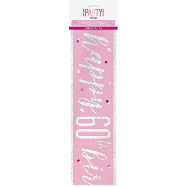 HAPPY 60TH BIRTHDAY BANNER PINK