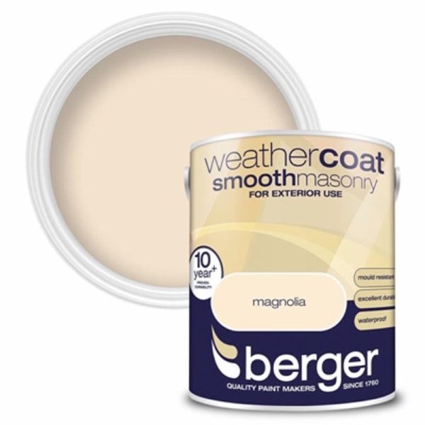 BERGER MASONRY PAINT MAGNOLIA SMOOTH 5LITRE