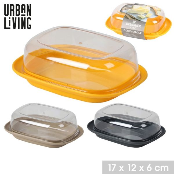 URBAN LIVING PLASTIC BUTTER DISH 17X12XH6CM