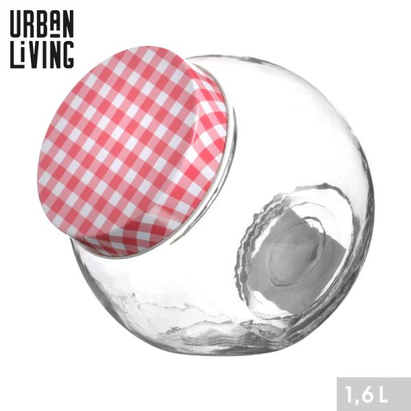 URBAN LIVING GLASS VICHY CANDY JAR 14CM