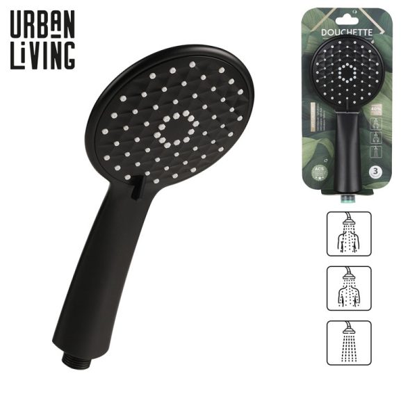 URBAN LIVING SHOWER HEAD 3 JET BLACK