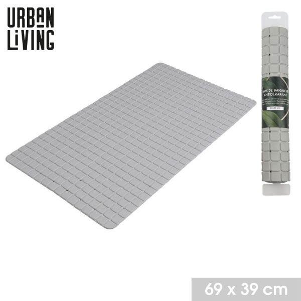 URBAN LIVING ANTISLIP BATHMAT 69X38CM LIGHT GREY