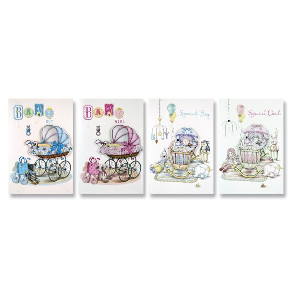 HANDMADE BABY GREETING CARDS PACK OF 6