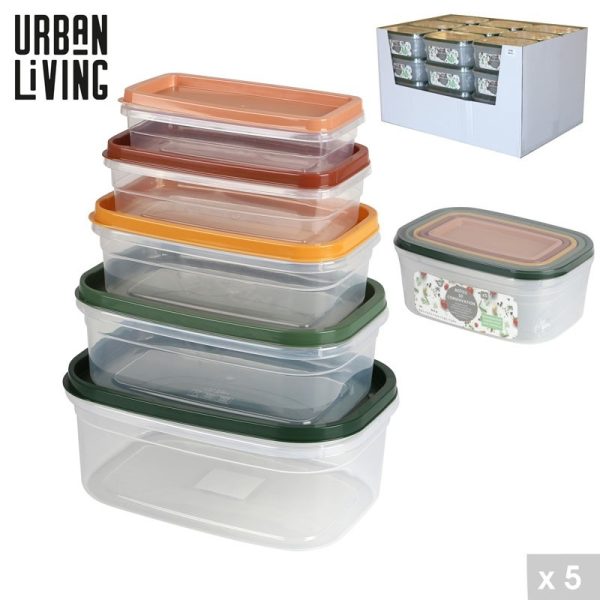 URBAN LIVING FOOD CONTAINERS RECTANGULAR 5PCE SET