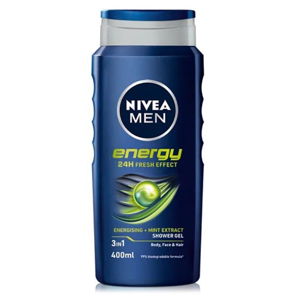 NIVEA MEN SHOWER GEL ENERGY MINT EXTRACT 3 IN 1 400ML PACK OF 6