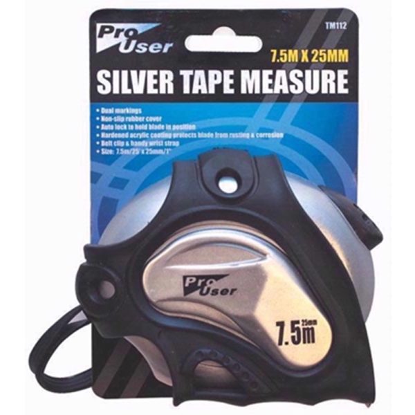 PRO USER 7.5M SILVER TAPE MEASURE