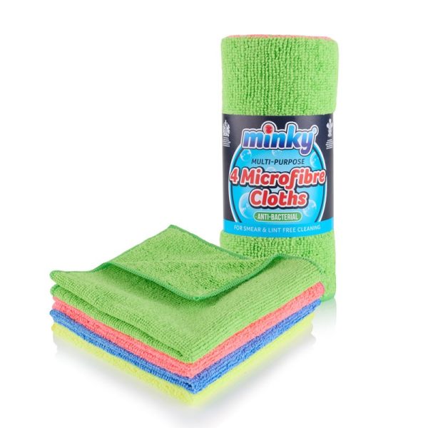 MINKY ANTI BACTERIAL MICROFIBRE ROLLS 4PC