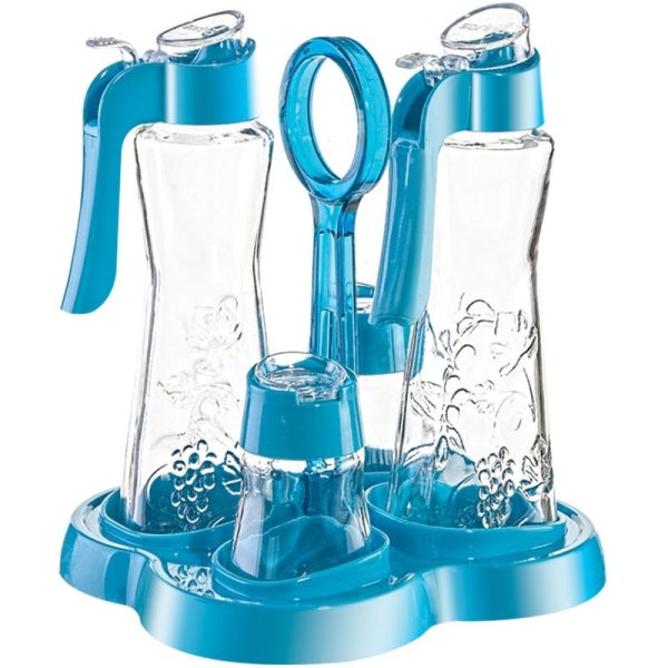 4 PC OIL & VINEGAR BOTTLE SET WITH SHAKERS