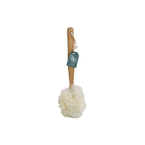 RELAX & UNWIND BODY PUFF WITH BAMBOO HANDLE 33CM