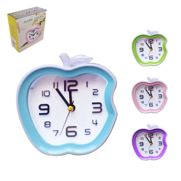 ADORN ALARM CLOCK WITH LIGHT 10.5CM APPLE