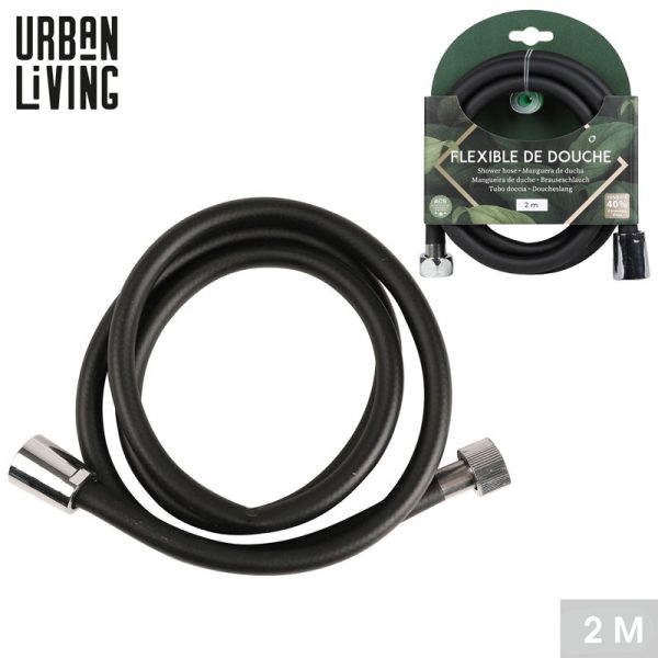 URBAN LIVING FLEXIBLE SHOWER HOSE BLACK 2M