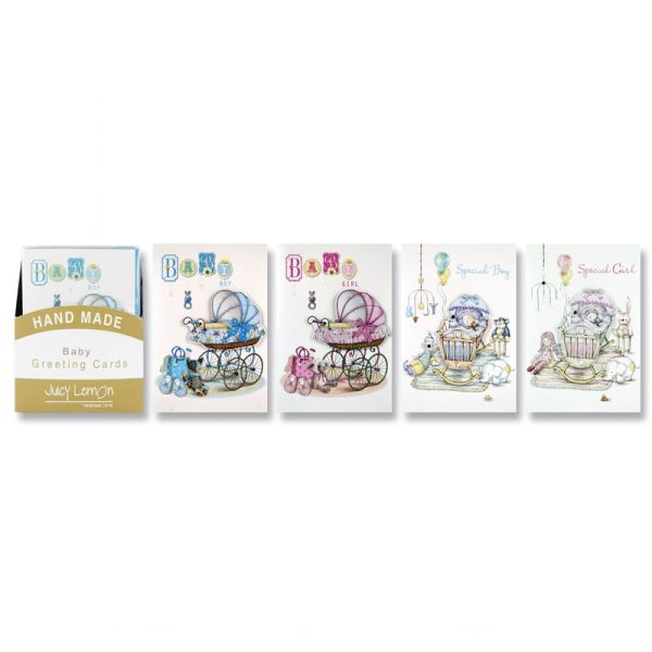 HANDMADE BABY GREETING CARDS PACK OF 6