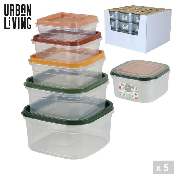 URBAN LIVING FOOD CONTAINERS SQUARE 5PCE SET