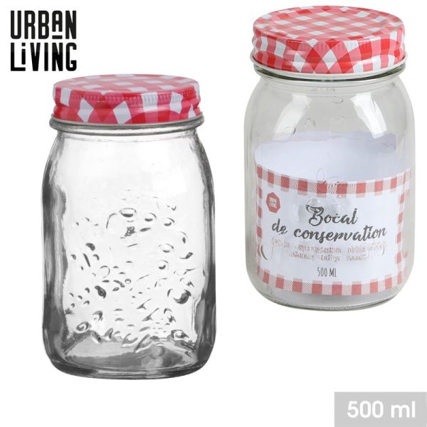 URBAN LIVING GLASS STORAGE METAL LID 500ML