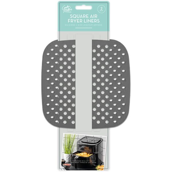 COOKE & MILLER AIR FRYER NON STICK REUSABLE SQUARE LINERS 21 X 21CM PACK OF 2