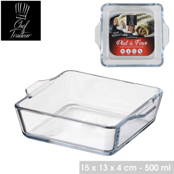 GLASS BAKING TRAY SQUARE 500ML