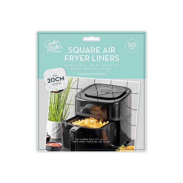 COOKE & MILLER AIR FRYER SHEETS SQUARE 20 X 20CM PACK OF 50